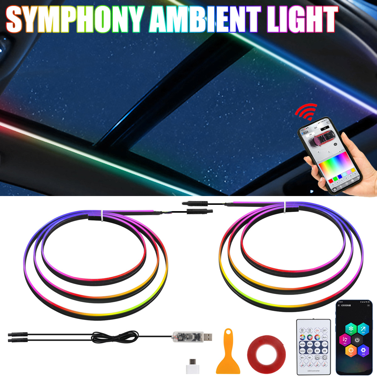 Led Gaming Light Strip - LED lucarne voiture toit ouvrant lumières