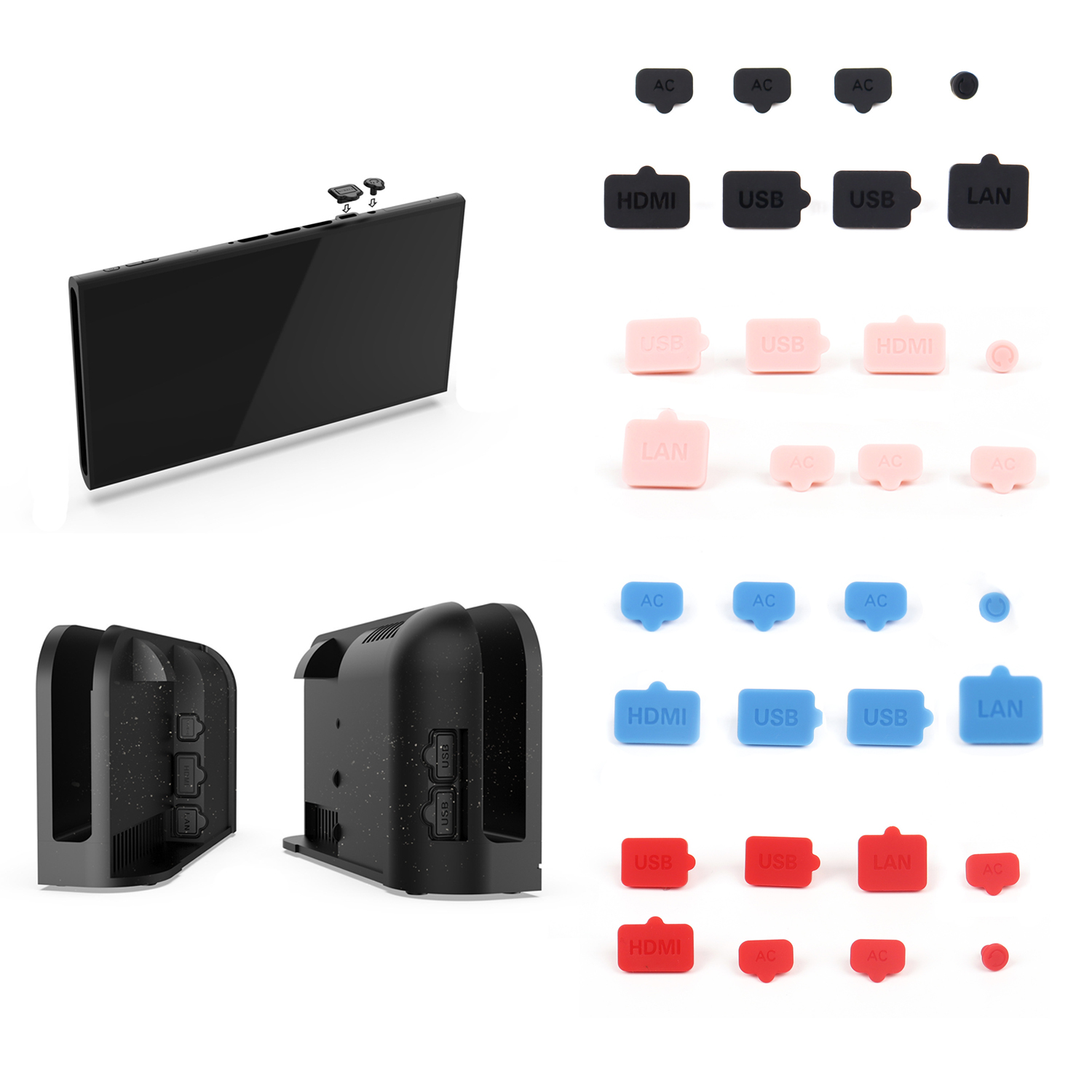 Gaming Console Nintendo Switch - Bouchon Anti-poussière en Silicone USB HDMI