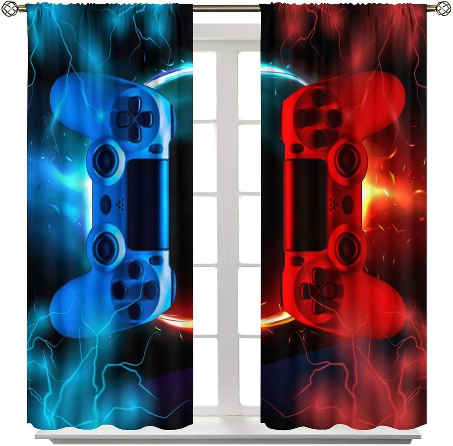 Rideau Gaming Bleu Rouge Style - Gaming Console Cafe avis et prix